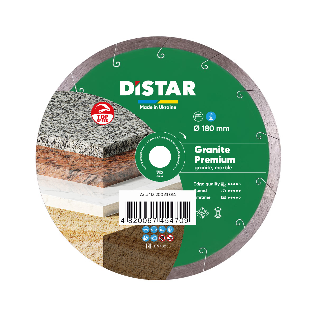 Disco da taglio diamantato 1A1R 180 Granite Premium