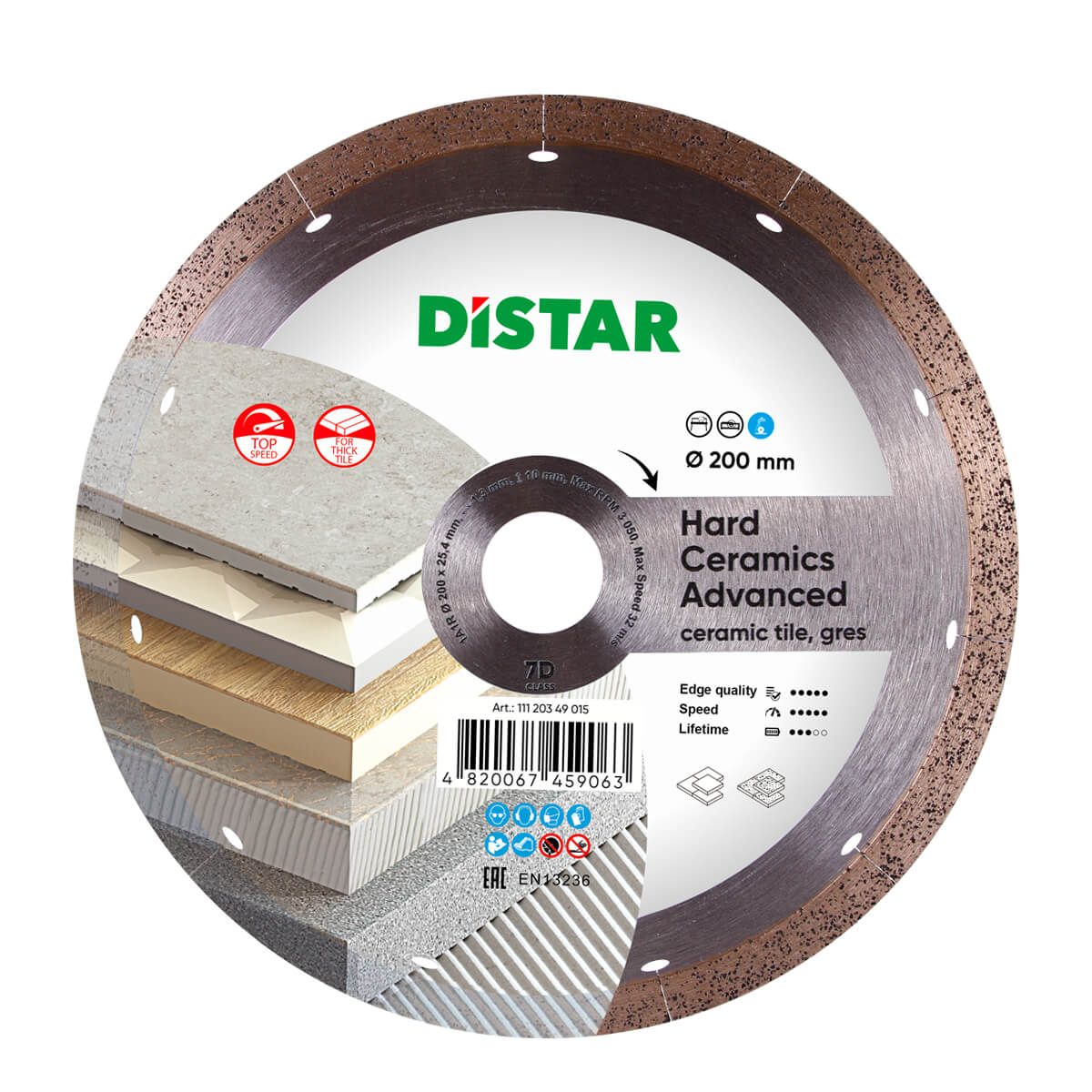 Disco da taglio diamantato 1A1R 200 Hard ceramics Advanced