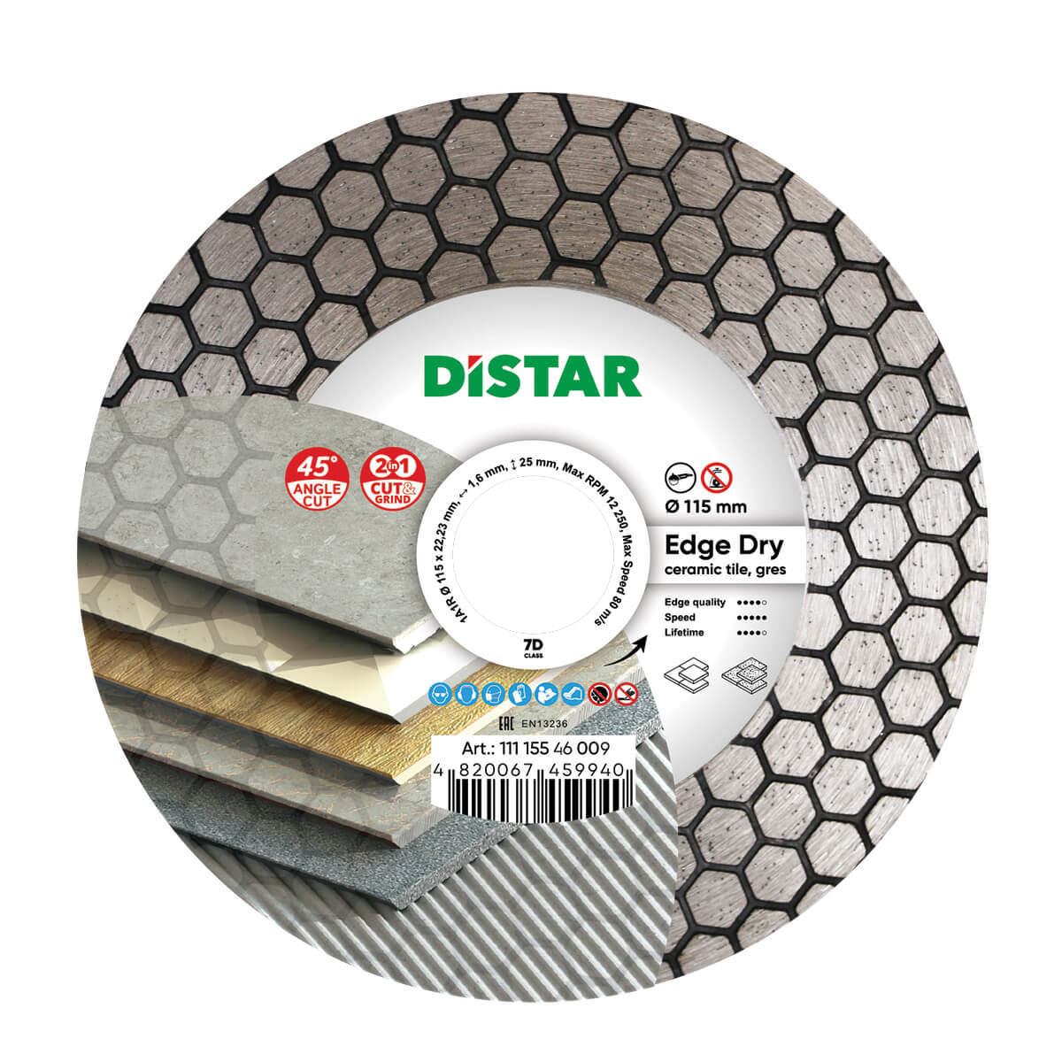 Disco da taglio diamantato 1A1R 115 Edge Dry